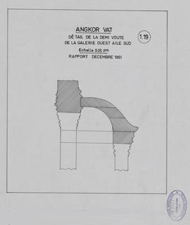 Angkor Vat - 3e enc., galerie O, aile S: détail demi-voûte (Coupe).