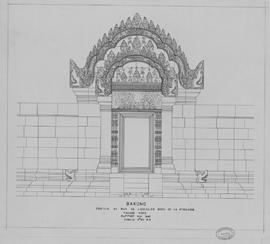 Bakong - 1e enc., pyramide, face N, N de l'escalier N, pavillon d'entrée: face N (Élévation).