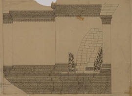 Angkor - porte S, dessin artistique de la CA (Élévation).