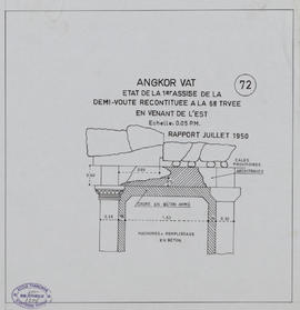Angkor Vat - 3e enc., galerie S, moitié E: demi-voute reconstituée (Élévation).