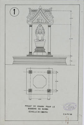 Bayon - projet de vihara pour le bouddha (Élévation, Plan).