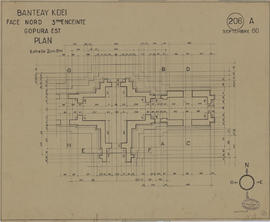 Banteay Kdei - 3e enc., G III/E, face N (Plan).