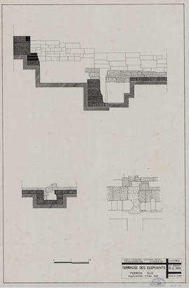 Terrasse des Eléphants - perron S: drainage (Coupe, Plan).