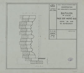 Baphuon - 3e enc., face E, moitié S: mur de soutènement (Coupe).