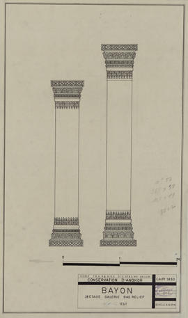 Bayon - 1e enc., gal. N des bas-reliefs, moitié E: piliers (Élévation).