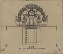 Bakong - 1e enc., pyramide, pavillon d'entrée N : face S (Élévation).