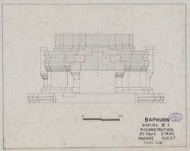 Baphuon - 3e enc., G III/E, 2e faux-étage, face O: reconstruction (Élévation).
