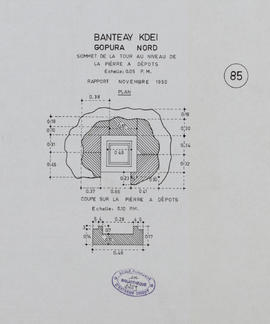 Bantay Kdei - G I/N, sommet de la tour: dépôts (Coupe, Plan).