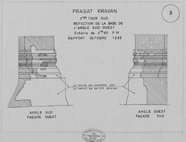 Pr. Kravanh - tour 2/S, angle SE: réfection base (Élévation).