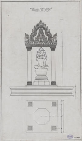 Bayon - projet d'abri du Buddha (Élévation, Plan).