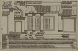 Bantay Srei - 1e enc., tour centrale et mandapa: dessin artistique de la CA, partie inf. (Élévati...