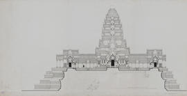 Angkor Vat - 1e enc., tour centrale et cours S: face S (Coupe).