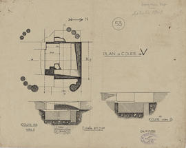 Angkor Vat - 4e enc., E du G IV/O, aile S: vestiges (Coupe, Plan).