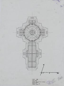 Pimay - 1e enc., tour centrale et mandapa: plan de toiture (Plan).