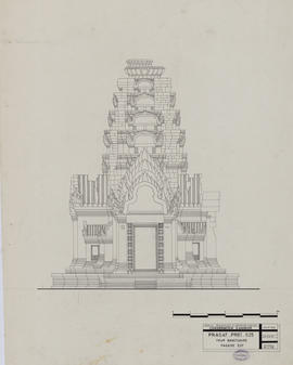 Prasat Prei 525 - tour sanctuaire centrale: face E (Élévation).