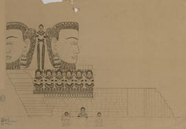 Angkor - porte S, dessin artistique de la CA (Élévation).
