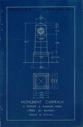 Angkor Thom - Projet du monument Carpeaux (Élévation, Plan).