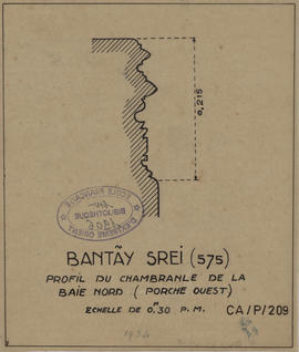 Bantay Srei 575 - porche O, baie N, profil du chambranle (Coupe).