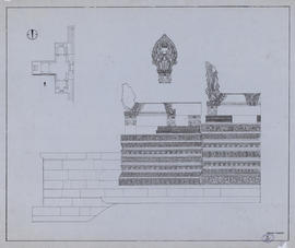 Angkor Vat - modénatures et lions d'échiffres localisés sur le plan CA/P 1277 (Élévation).