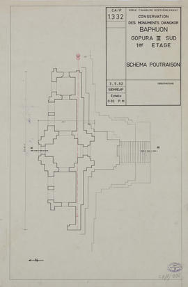 Baphuon - 3e enc., G III/S: schéma poutraison BA (Plan).
