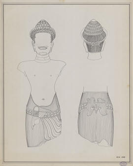 Pr. Chak - sanctuaire N: corps masculin et tête (Élévation).