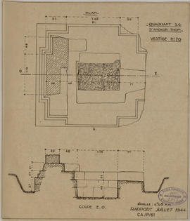 Angkor Thom - quadrant SO: vestige N°70 (Coupe, Plan).