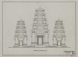 Prah Einkosei - tours sanctuaires: face E restituée (Élévation).
