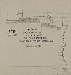 Baphuon - 3e enc., G III/O, moitié S: coupe sur faux-perron S et 2e chambre (Coupe).
