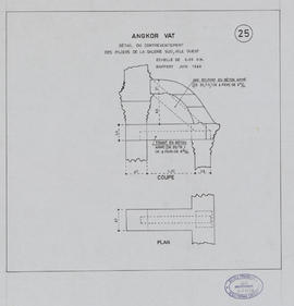 Angkor Vat - 3e enc., galerie S, aile O: détail contreventement (Coupe, Plan).
