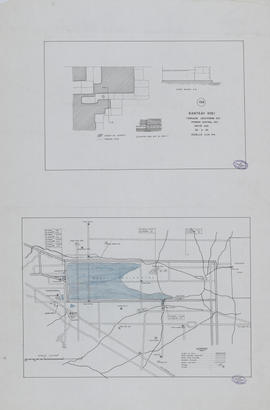 Bantay Kdei - 4e enc., terrasse E du G III/E, perron central S, moitié S: plan et détails (Coupe,...